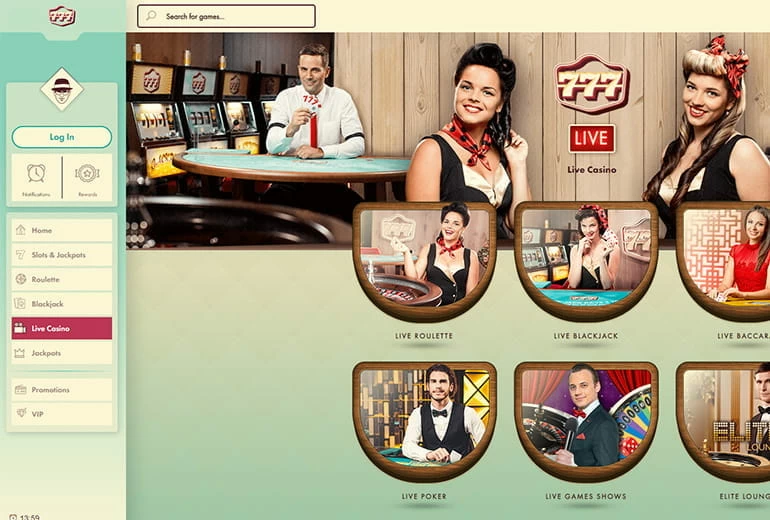 777 Casino homepage screenshot
