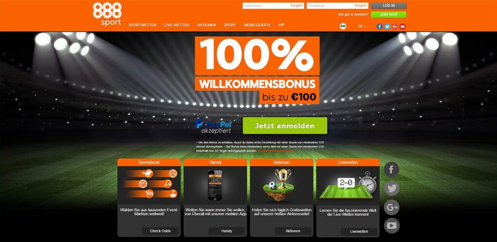 888sport homepage screenshot