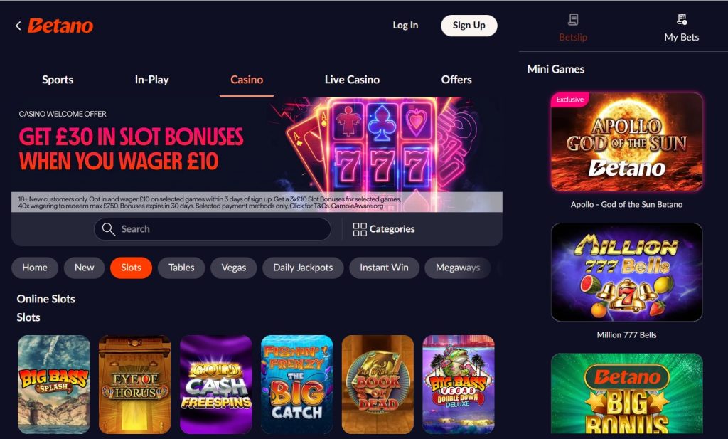 Betano UK homepage screenshot