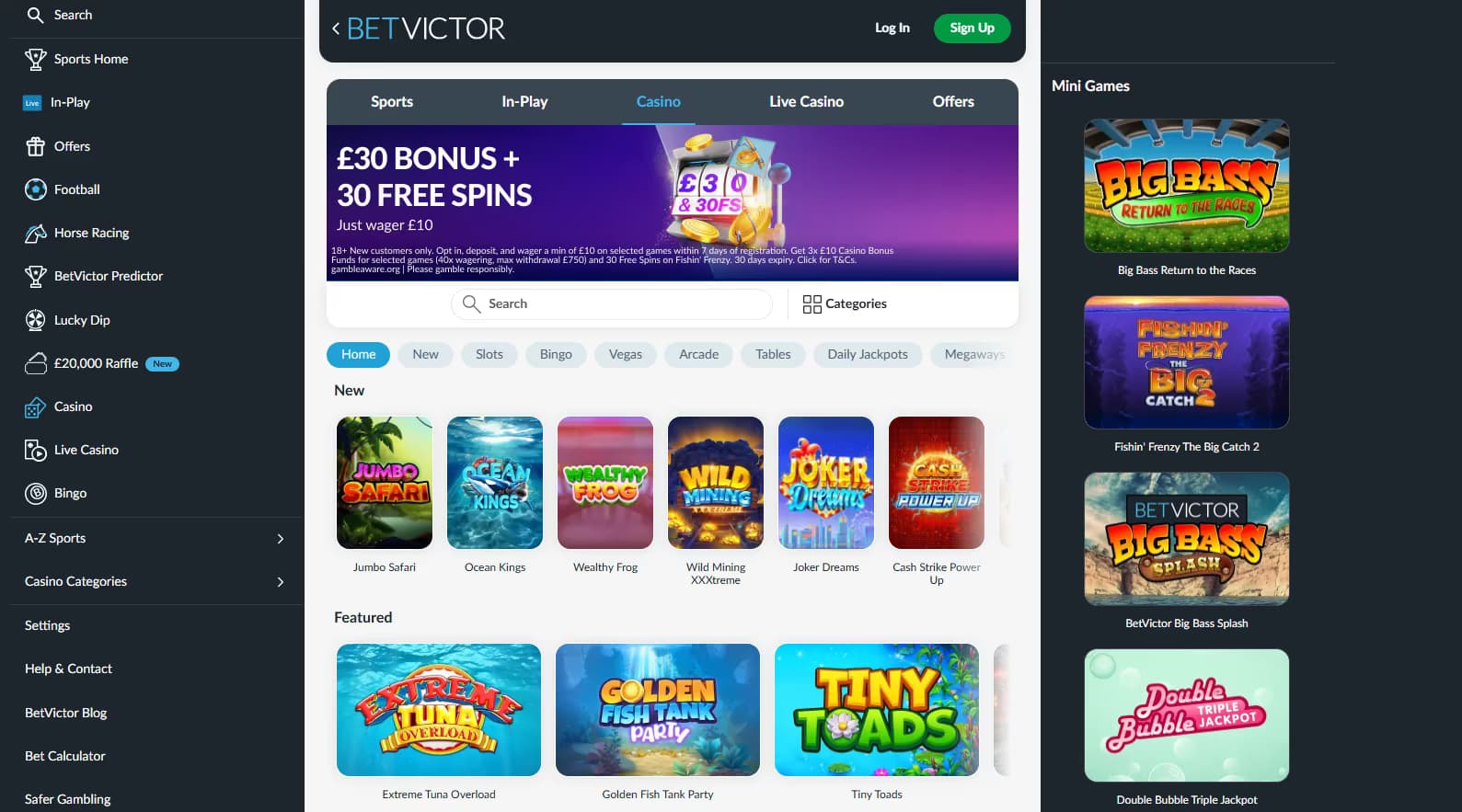 BetVictor homepage screenshot