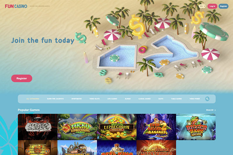 Fun Casino homepage screenshot