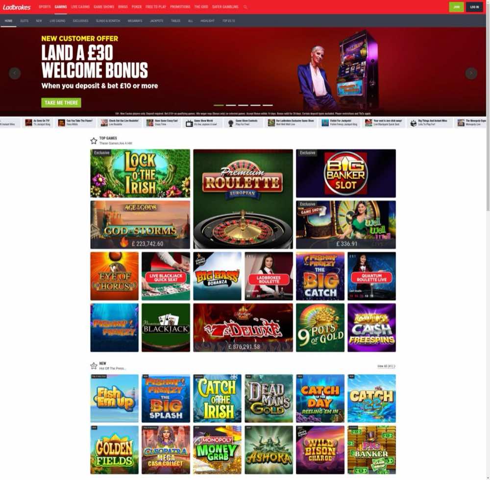 Ladbrokes homepage screenshot