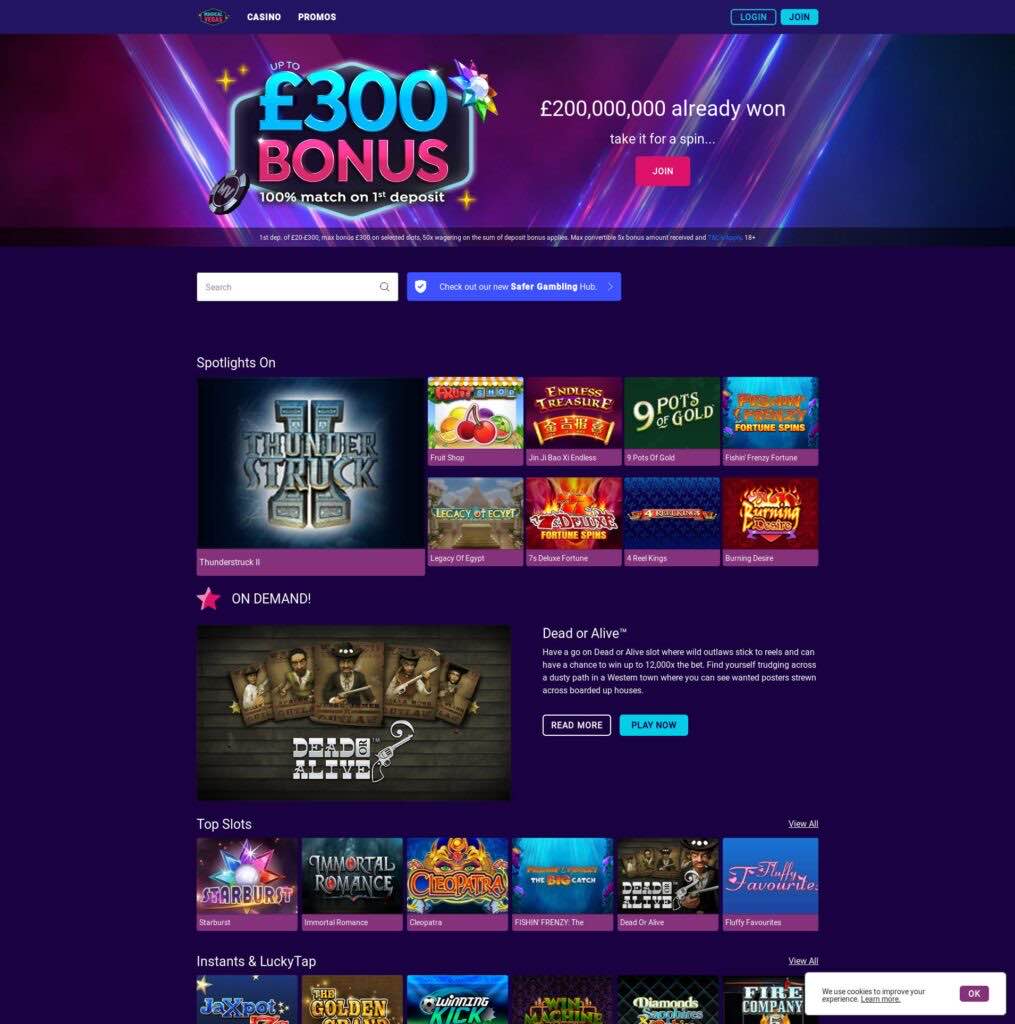 Magical Vegas homepage screenshot