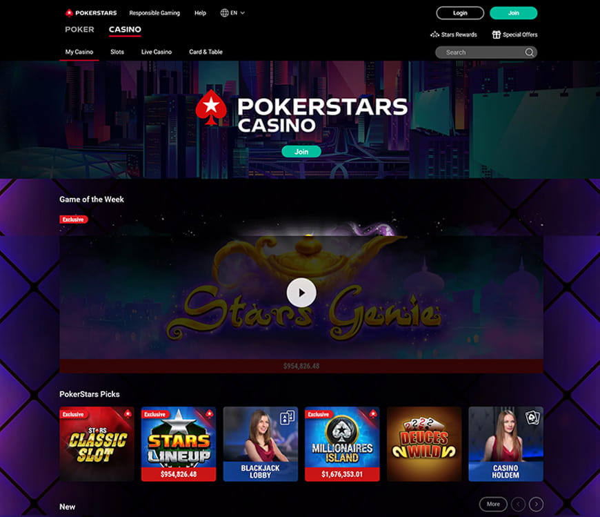 PokerStars homepage screenshot