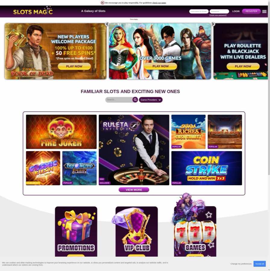 Slots Magic homepage screenshot