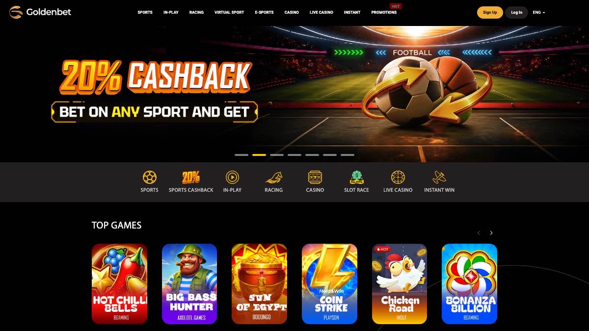 Goldenbet homepage screenshot