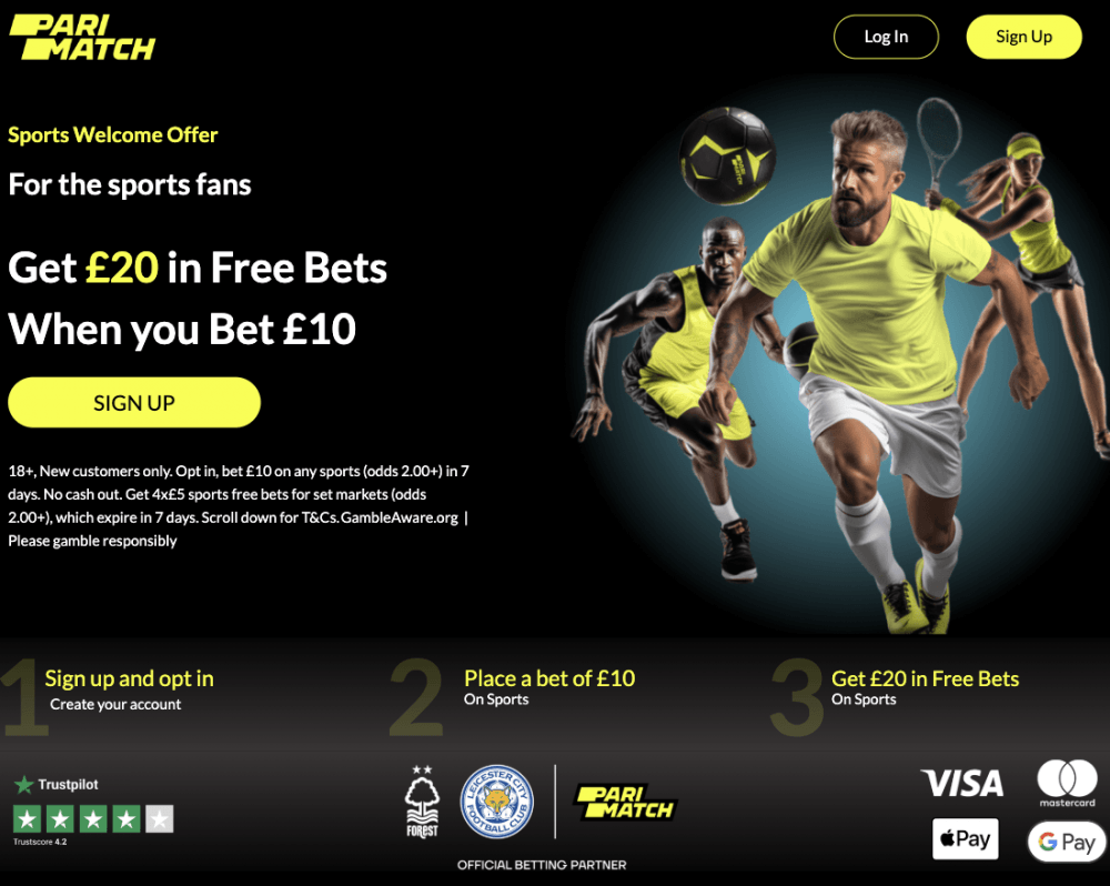 Parimatch UK homepage screenshot