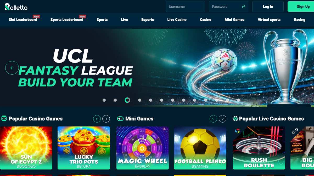 Rolletto homepage screenshot