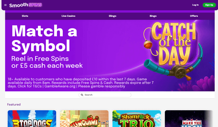 Smooth Spins homepage screenshot