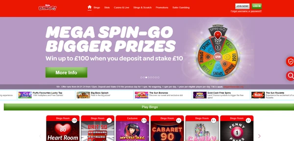 Sun Bingo homepage screenshot