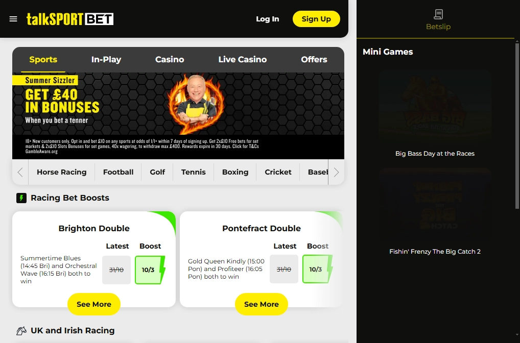 talkSPORT BET homepage screenshot