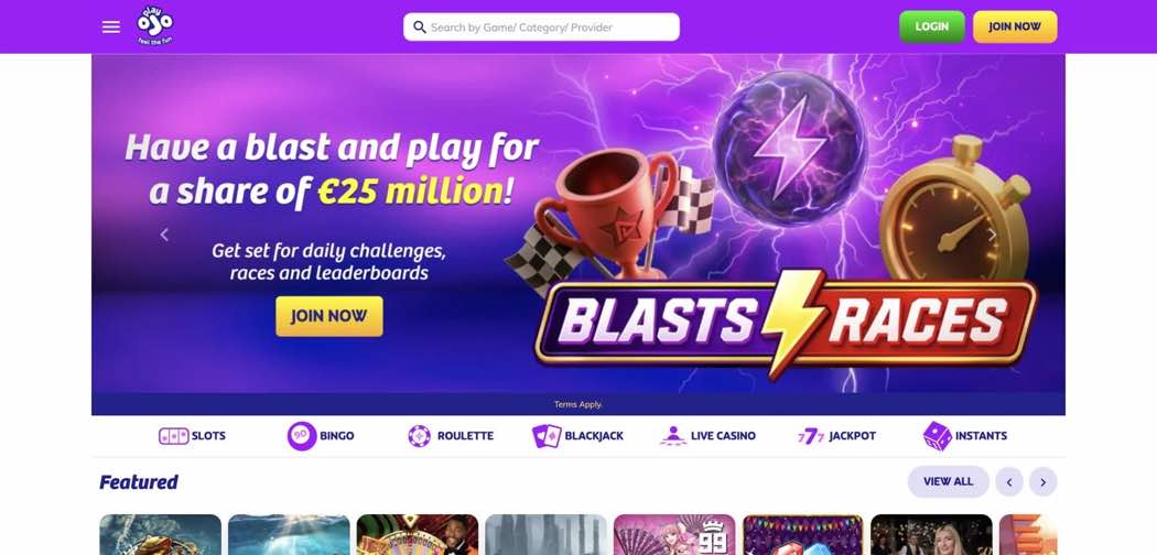 PlayOJO homepage screenshot