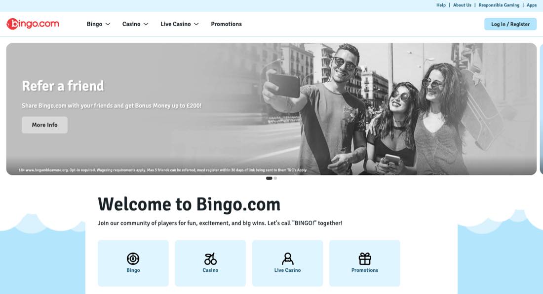 Bingo.com homepage screenshot